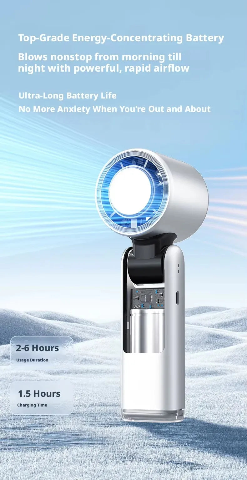 Mini Handheld Turbo Fan Foldable Design 1-199-Speed Wind Rechargeable Digital Display Protable Pocket Fans for Outdoor