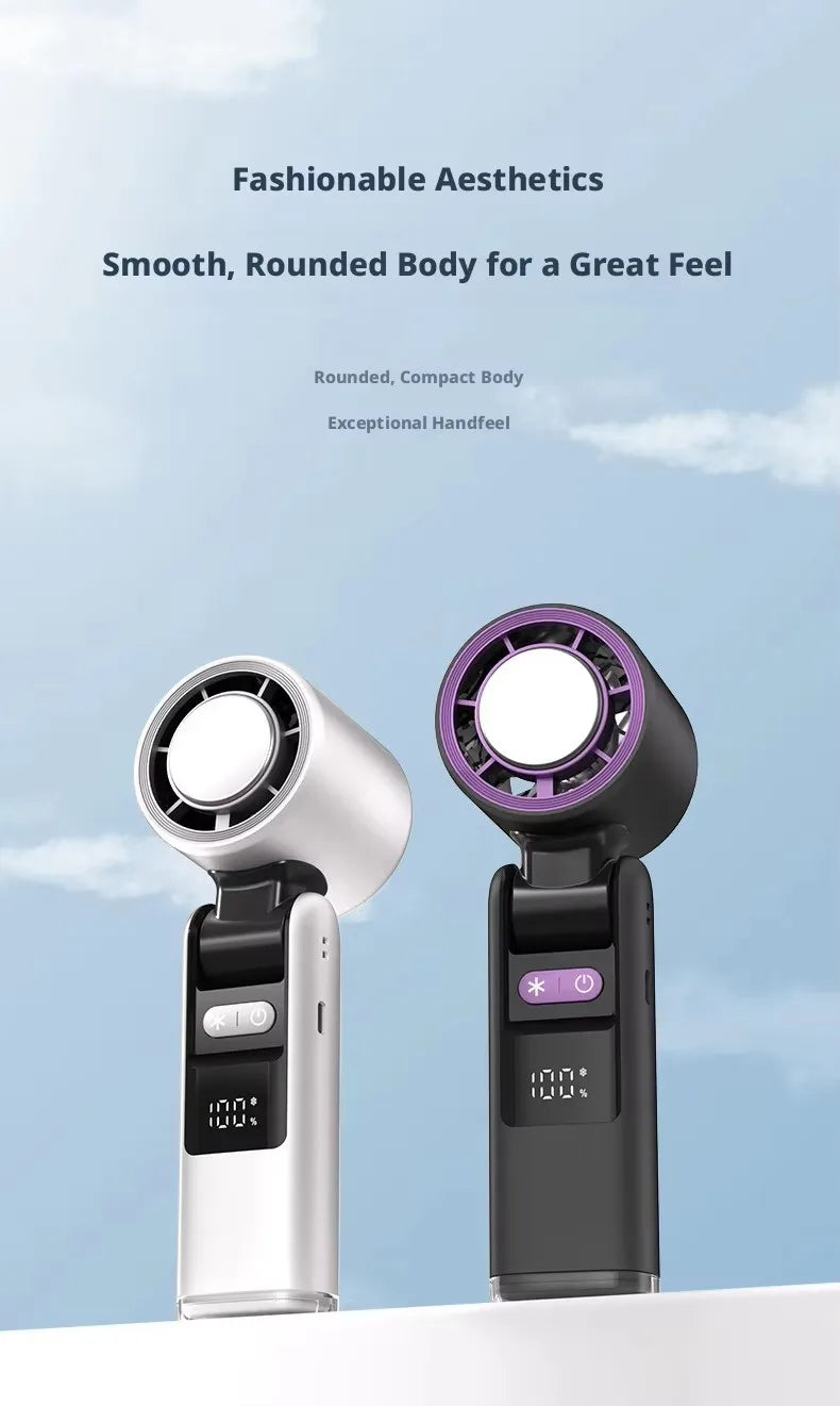 Mini Handheld Turbo Fan Foldable Design 1-199-Speed Wind Rechargeable Digital Display Protable Pocket Fans for Outdoor