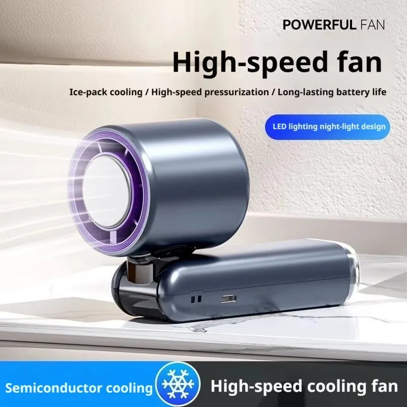Mini Handheld Turbo Fan Foldable Design 1-199-Speed Wind Rechargeable Digital Display Protable Pocket Fans for Outdoor