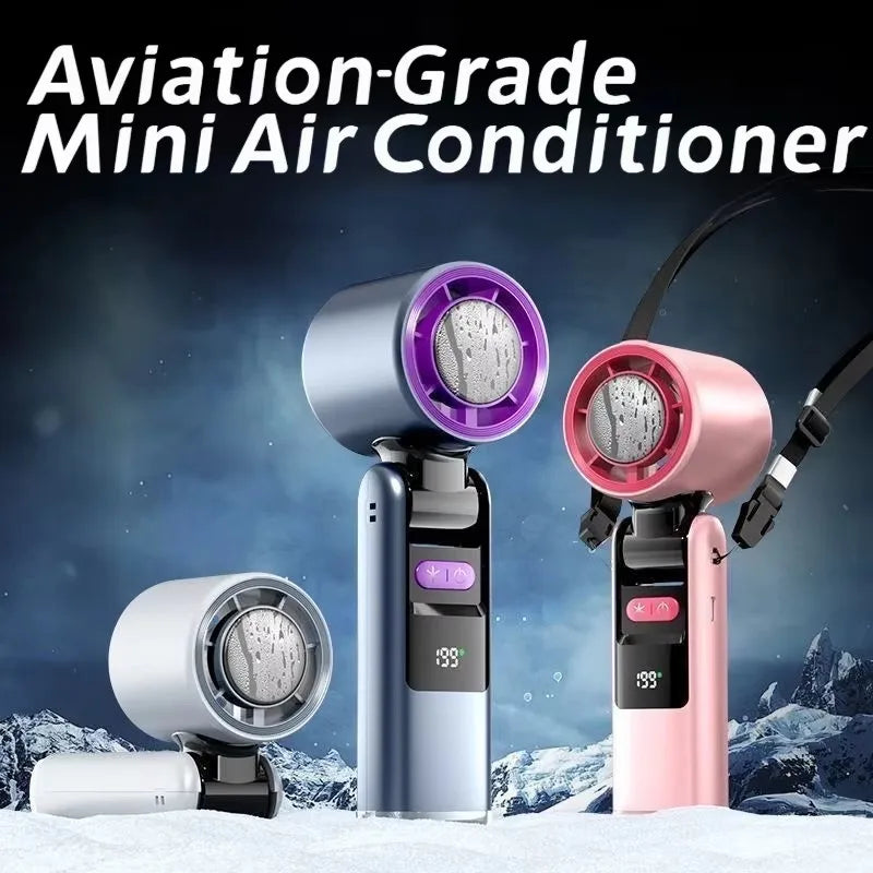 Mini Handheld Turbo Fan Foldable Design 1-199-Speed Wind Rechargeable Digital Display Protable Pocket Fans for Outdoor