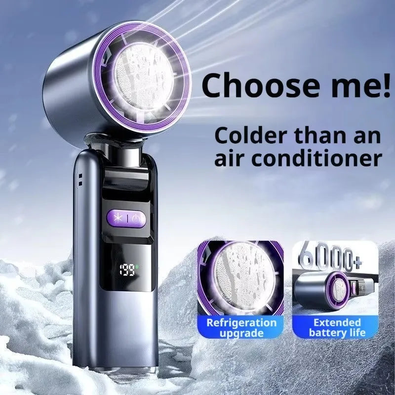 Mini Handheld Turbo Fan Foldable Design 1-199-Speed Wind Rechargeable Digital Display Protable Pocket Fans for Outdoor